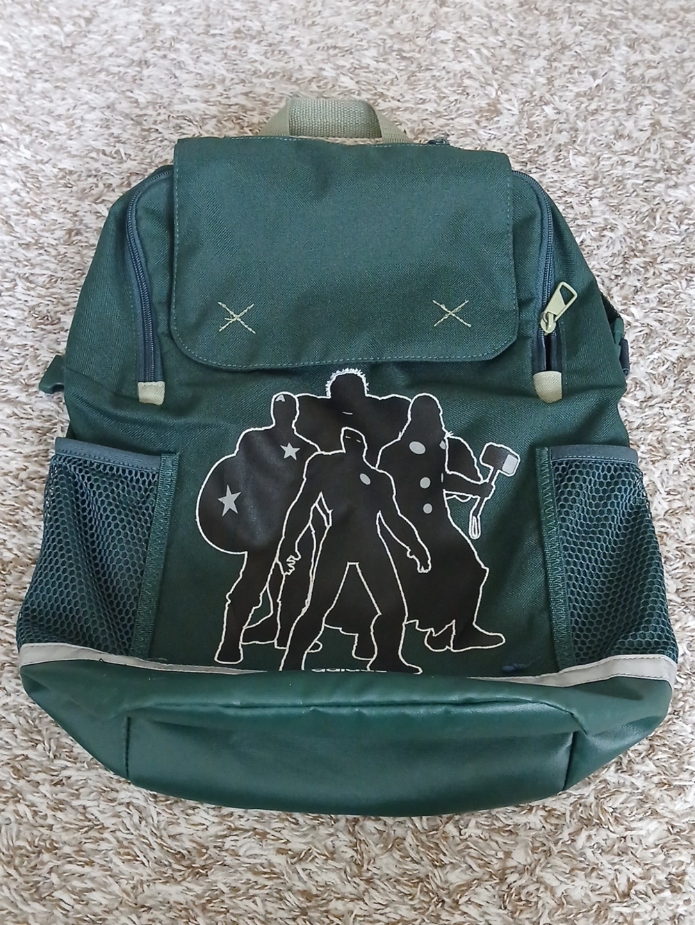 Adidas Marvel Boy's Green Backpack with Superhero Silhouette Small